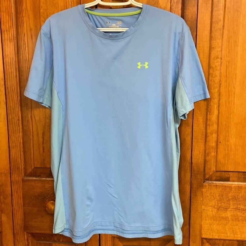 Under Armour Heatgear Light Blue Nylon Elastane Loose Short Sleeved Activewear L